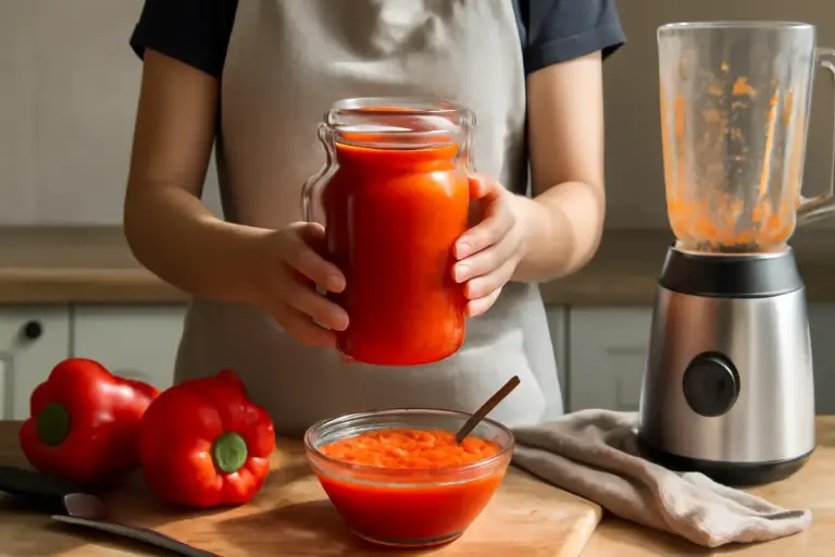 Salsa di peperoni fatta in casa: il trucco segreto per preservarne il colore brillante