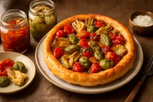 Tarte tatin salata con verdure in conserva: la variante rustica che conquista anche chi ama il dolce
